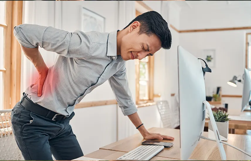 Coworkers adjusting ergonomic chairs before a midday discussion